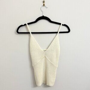 Zara White Sleeveless Knit V Neck Tank Top - Sz XS